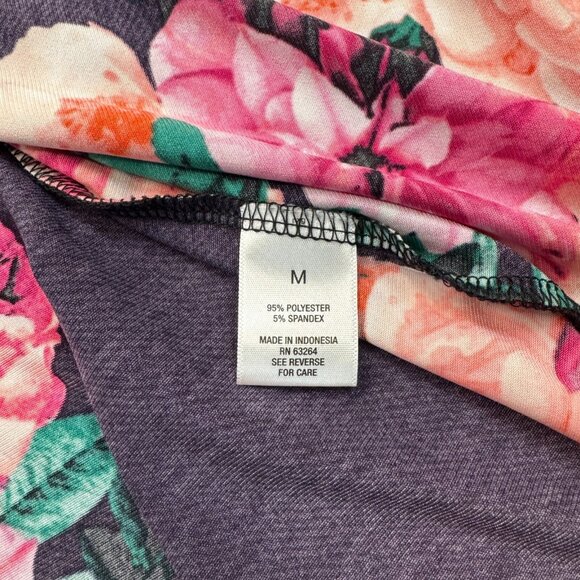 Roz & Ali Womens Black Floral Half Sleeve Dress Boat Neck Knee Length Size M - Picture 10 of 15